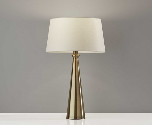 Set Of 2 Contemporary Tapered Brass Metal Table Lamps