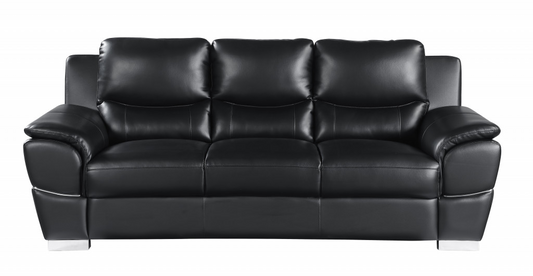 Chic Black Leather Sofa