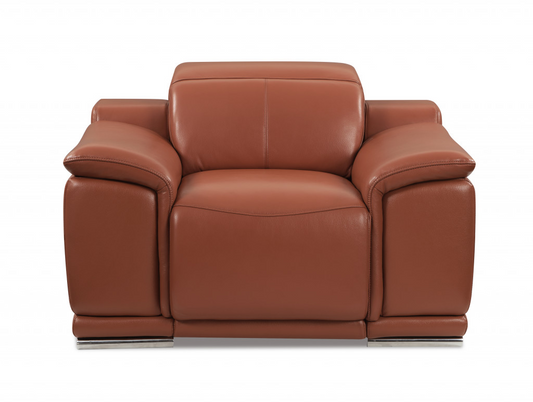 Leather Mod Camel Brown Italian Recliner